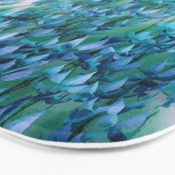 Average Absence, Botanical Minimal Nature Creepers Plants, Tropical Watercolor Bohemian Painting Bath Mat Gallery Image 3