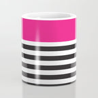 Hot Pink Magenta and Black and White Stripe Coffee Mug Gallery Image 4