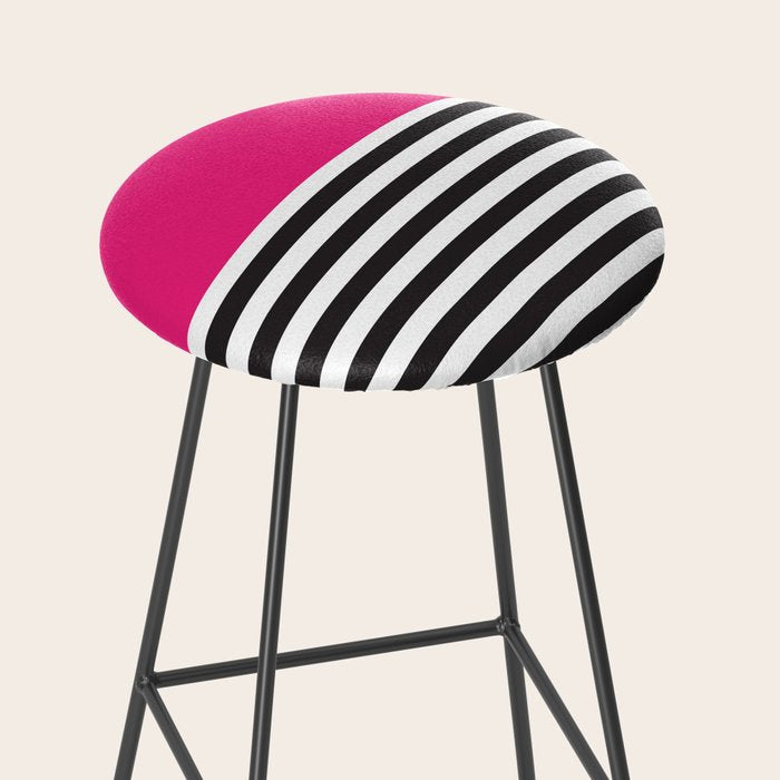 Hot Pink Magenta and Black and White Stripe Stool Gallery Image 2