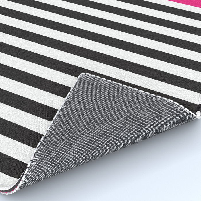 Hot Pink Magenta and Black and White Stripe Rug Gallery Image 4