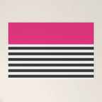 Hot Pink Magenta and Black and White Stripe Welcome Mat Gallery Image 1