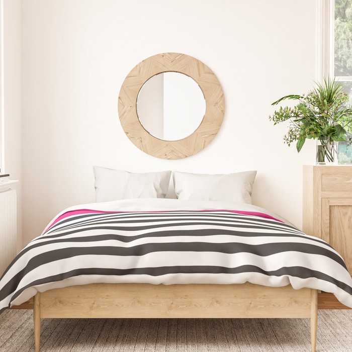 Hot Pink Magenta and Black and White Stripe Duvet Cover Gallery Image 3