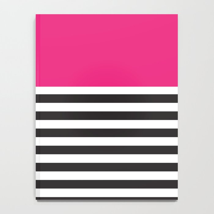 Hot Pink Magenta and Black and White Stripe Notebook Gallery Image 4