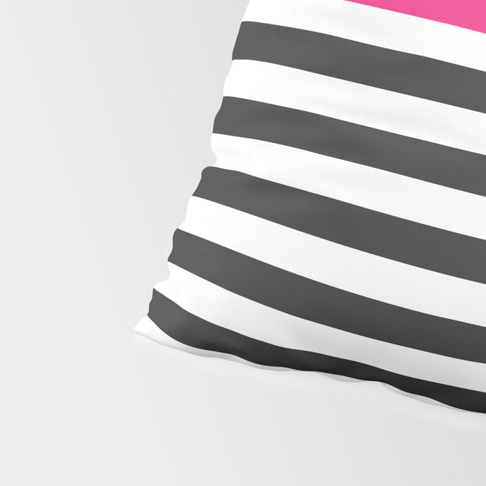 Hot Pink Magenta and Black and White Stripe Pillow Sham Gallery Image 4