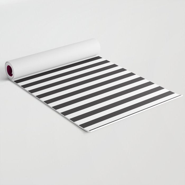 Hot Pink Magenta and Black and White Stripe Yoga Mat Gallery Image 2