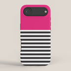 Hot Pink Magenta and Black and White Stripe iPhone Case Gallery Image 2
