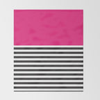 Hot Pink Magenta and Black and White Stripe Throw Blanket Gallery Image 2