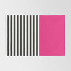 Hot Pink Magenta and Black and White Stripe Rug Gallery Image 2