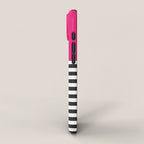 Hot Pink Magenta and Black and White Stripe iPhone Case Gallery Image 2