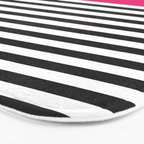 Hot Pink Magenta and Black and White Stripe Bath Mat Gallery Image 3