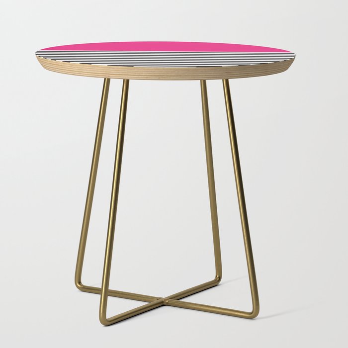 Hot Pink Magenta and Black and White Stripe Side Table Gallery Image 1