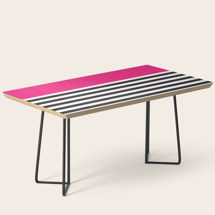 Hot Pink Magenta and Black and White Stripe Coffee Table Gallery Image 1
