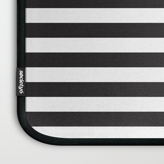 Hot Pink Magenta and Black and White Stripe Laptop Sleeve Gallery Image 3