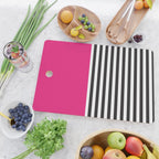 Hot Pink Magenta and Black and White Stripe Cutting Board Gallery Image 2