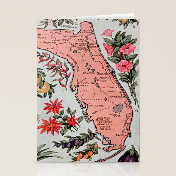 Vintage Map of Florida (1917) Stationery Card Gallery Image 2
