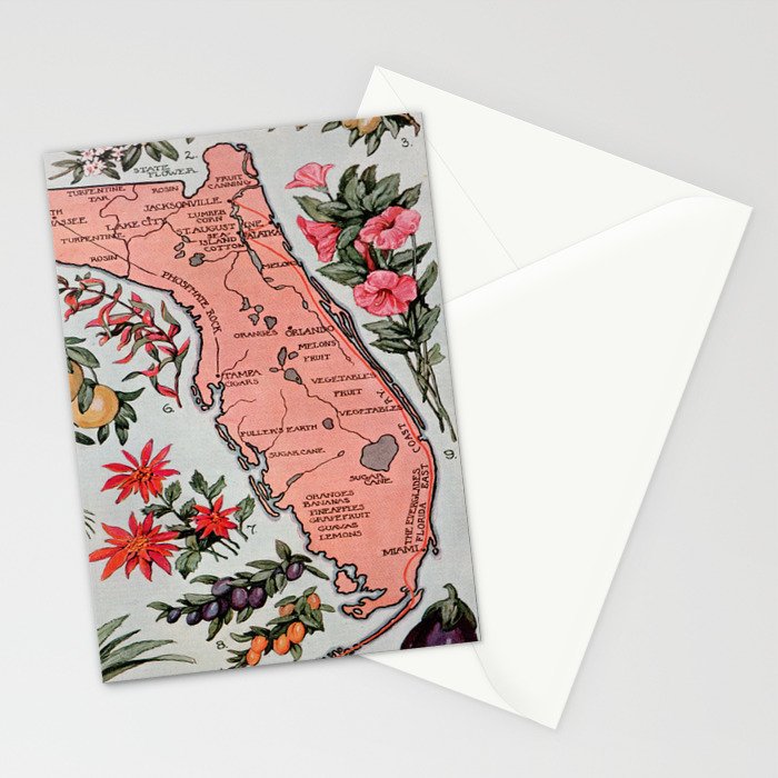 Vintage Map of Florida (1917) Stationery Card Gallery Image 2