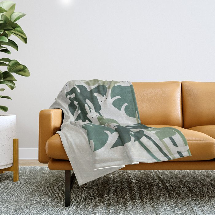 Cat and Plant 47 Throw Blanket Gallery Image 1