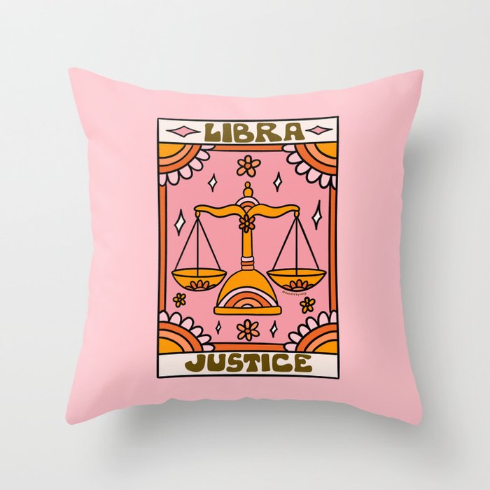 Libra Tarot Card Throw Pillow Gallery Image 6