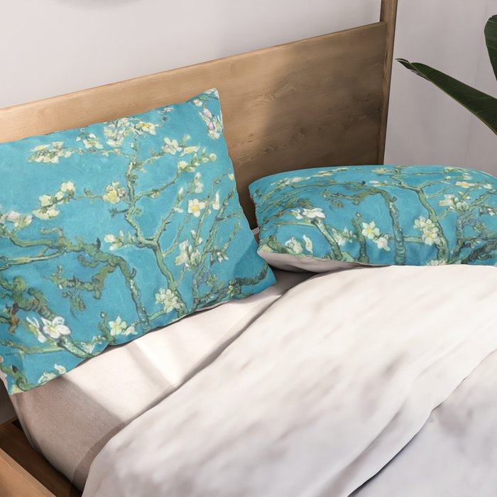 Vincent van Gogh Blossoming Almond Tree (Almond Blossoms) Light Blue Pillow Sham Gallery Image 2