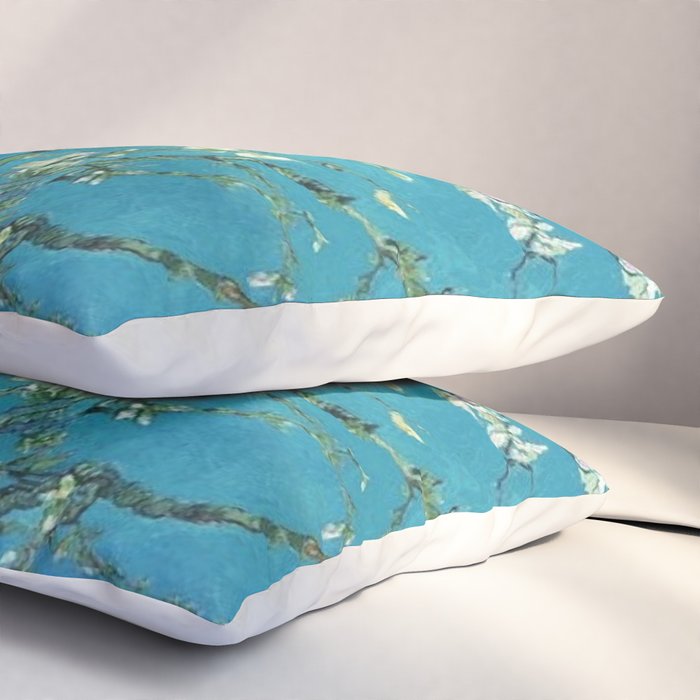 Vincent van Gogh Blossoming Almond Tree (Almond Blossoms) Light Blue Pillow Sham Gallery Image 3