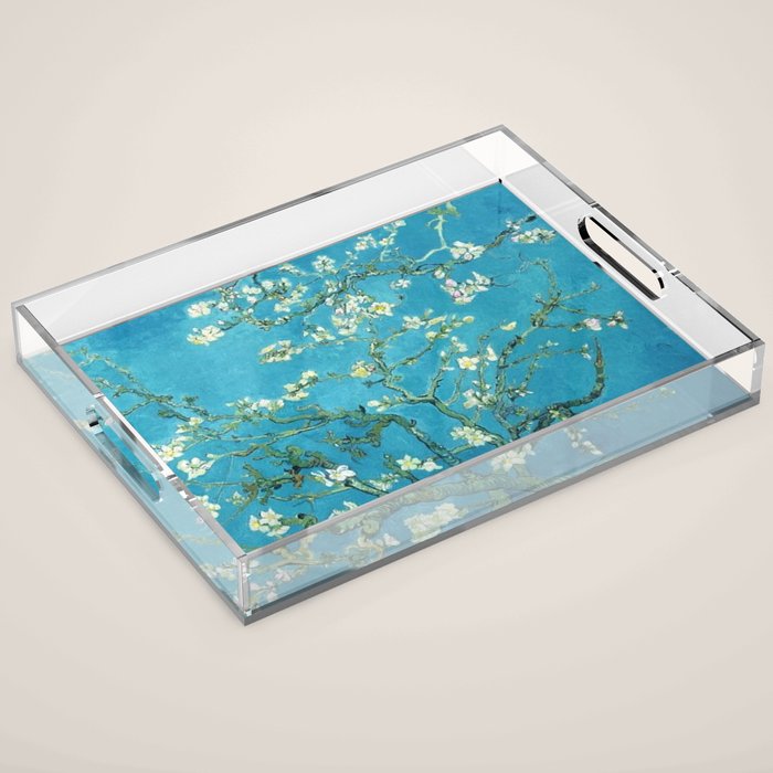 Vincent van Gogh Blossoming Almond Tree (Almond Blossoms) Light Blue Acrylic Tray Gallery Image 1