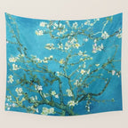 Vincent van Gogh Blossoming Almond Tree (Almond Blossoms) Light Blue Wall Tapestry Gallery Image 4