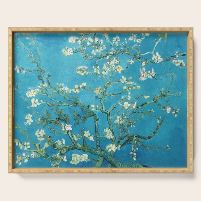 Vincent van Gogh Blossoming Almond Tree (Almond Blossoms) Light Blue Serving Tray Gallery Image 1