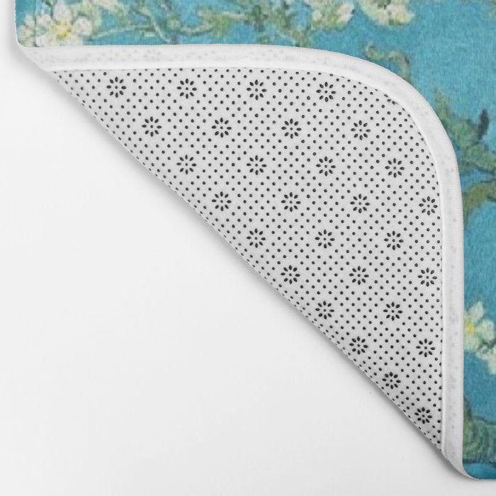 Vincent van Gogh Blossoming Almond Tree (Almond Blossoms) Light Blue Bath Mat Gallery Image 2