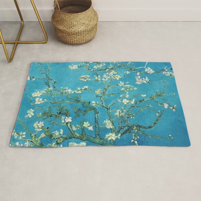 Vincent van Gogh Blossoming Almond Tree (Almond Blossoms) Light Blue Rug Gallery Image 1