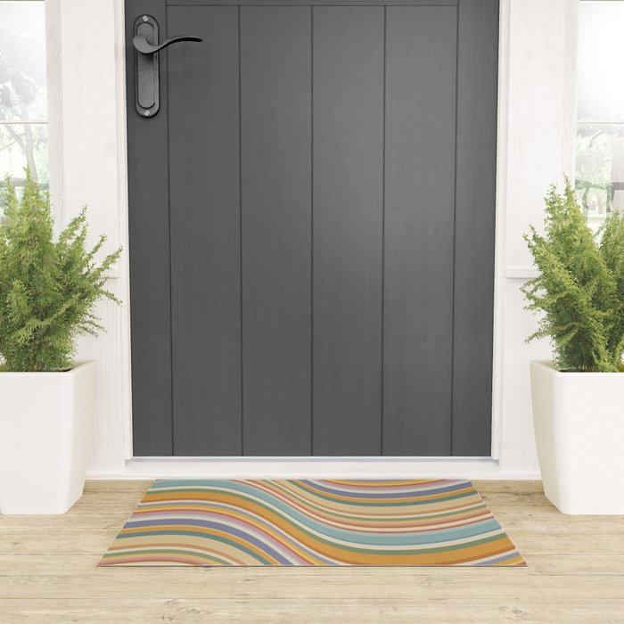 Wavy Stripes VI - Vintage Pastel Welcome Mat Gallery Image 3