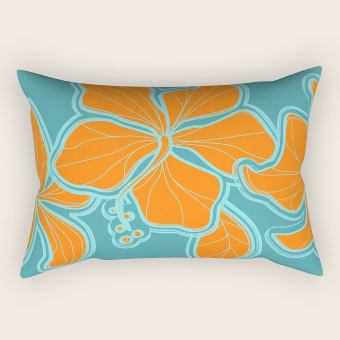 Kailua Hibiscus Hawaiian Engineered Floral Rectangular Pillow Gallery Image 1