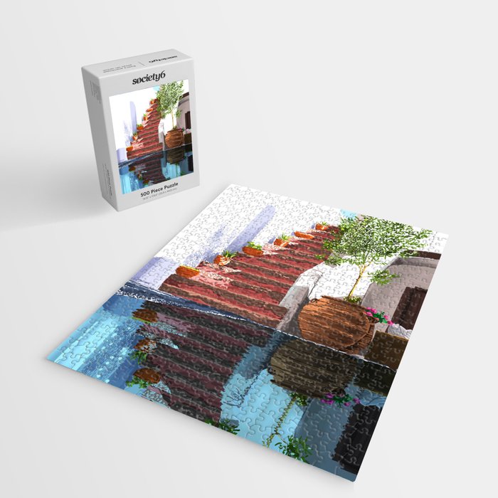 Serenity Weekend | Mindful Travel Greece Architecture | Rustic Earthy Swim Pool | Peace & Positivity Jigsaw Puzzle Gallery Image 2