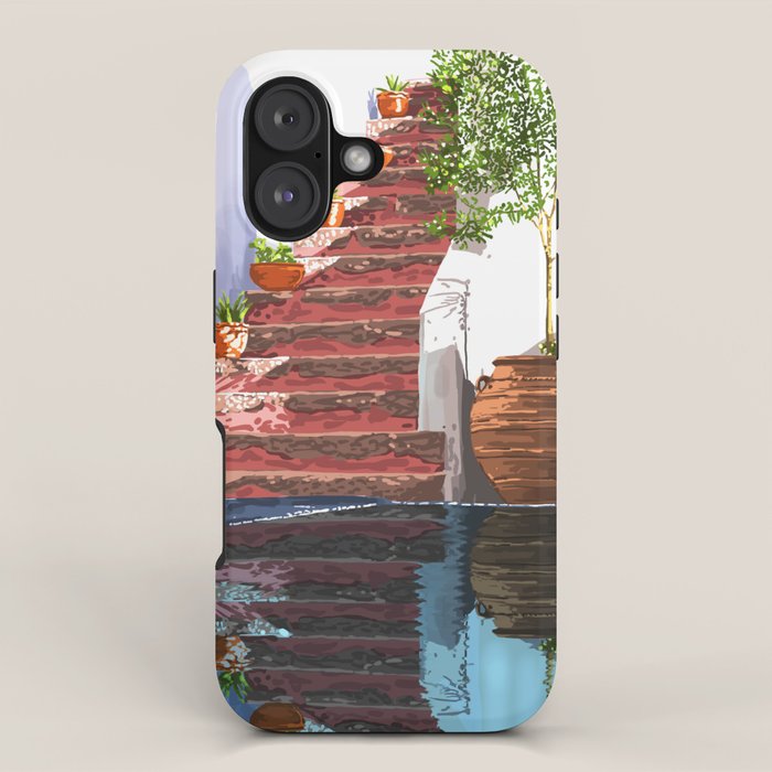 Serenity Weekend | Mindful Travel Greece Architecture | Rustic Earthy Swim Pool | Peace & Positivity iPhone Case Gallery Image 1