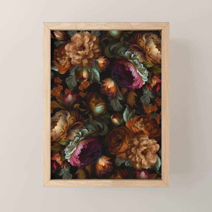 Enchanting Lush Baroque Midnight Flower Garden Mini Art Print Gallery Image 1