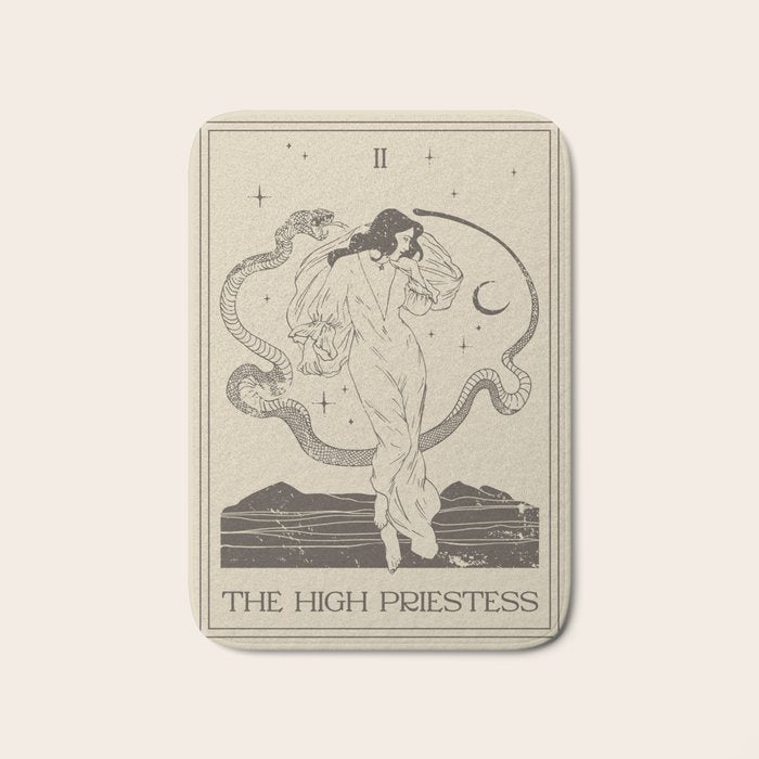 The High Priestess Card Poster. Witchy Girl and Mystic Snake Bath Mat Gallery Image 1