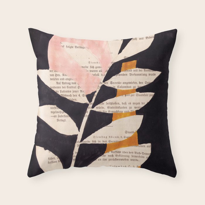Still life and Illustration: modern branch in mid century style Throw Pillow Gallery Image 1