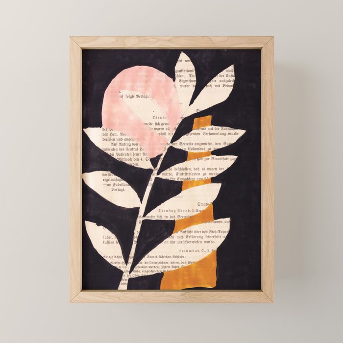 Still life and Illustration: modern branch in mid century style Mini Art Print Gallery Image 1