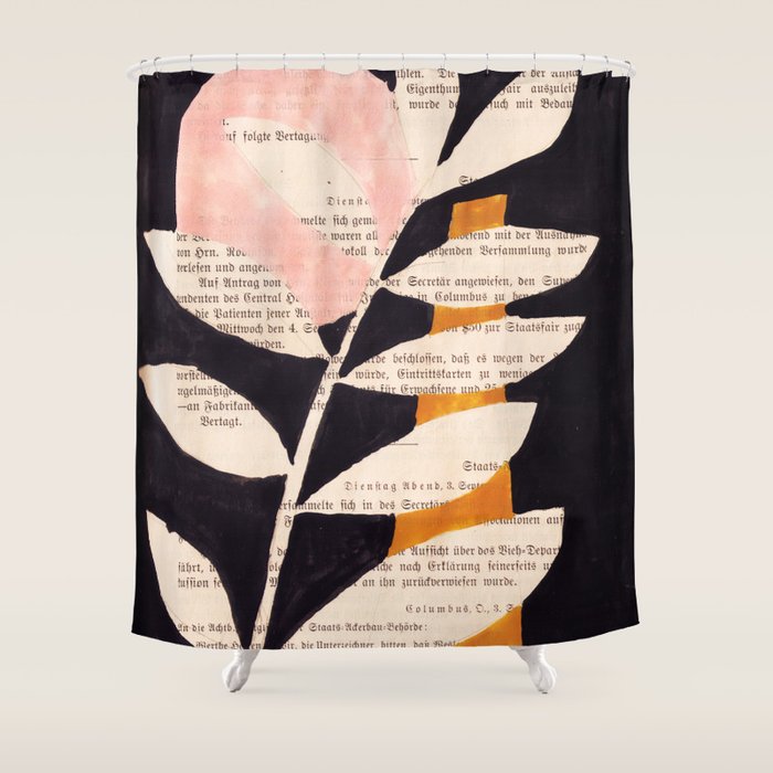 Still life and Illustration: modern branch in mid century style Shower Curtain Gallery Image 1