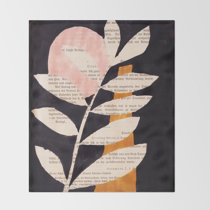 Still life and Illustration: modern branch in mid century style Throw Blanket Gallery Image 2