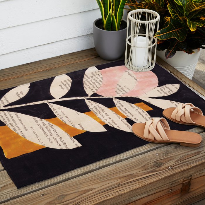 Still life and Illustration: modern branch in mid century style Outdoor Rug Gallery Image 2