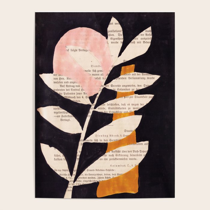 Still life and Illustration: modern branch in mid century style Poster Gallery Image 1