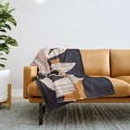 Still life and Illustration: modern branch in mid century style Throw Blanket Gallery Image 1