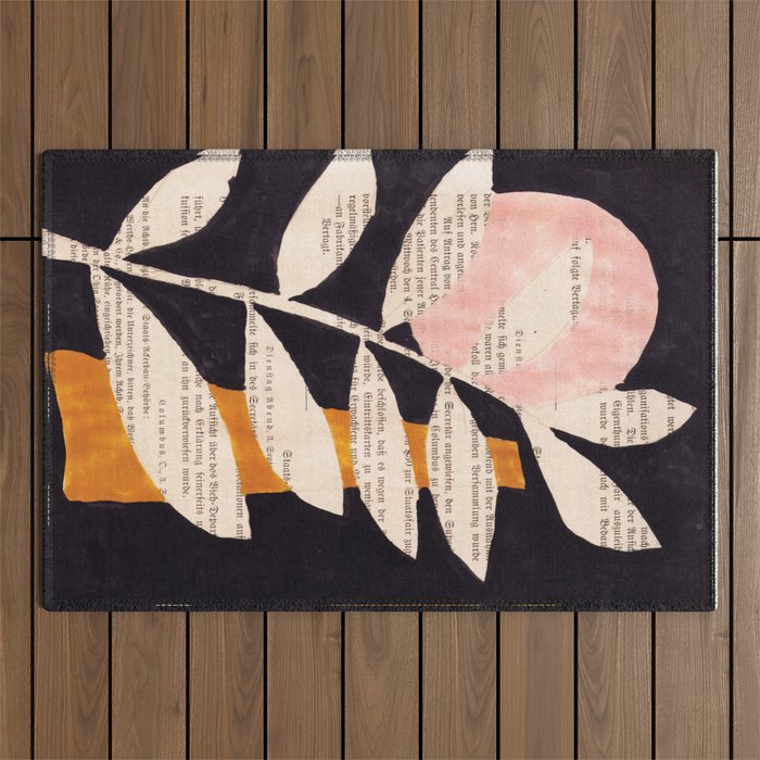 Still life and Illustration: modern branch in mid century style Outdoor Rug Gallery Image 1