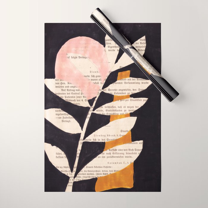 Still life and Illustration: modern branch in mid century style Wrapping Paper Gallery Image 1