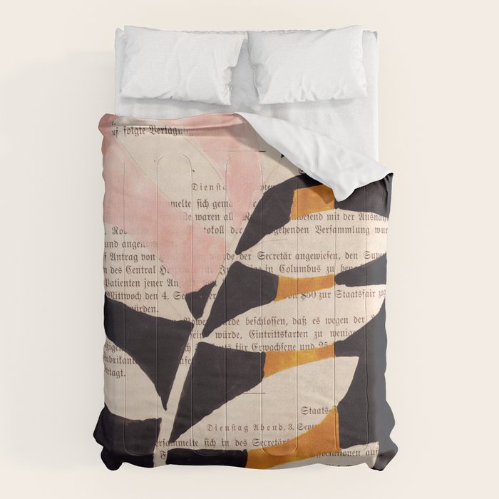 Still life and Illustration: modern branch in mid century style Comforter Gallery Image 6