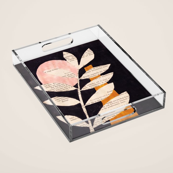 Still life and Illustration: modern branch in mid century style Acrylic Tray Gallery Image 1