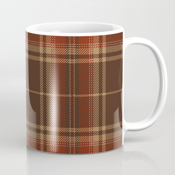 Vintage Brown Tartan Plaid Scottish Pattern Coffee Mug Gallery Image 1