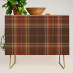 Vintage Brown Tartan Plaid Scottish Pattern Credenza Gallery Image 1