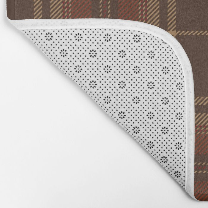 Vintage Brown Tartan Plaid Scottish Pattern Bath Mat Gallery Image 2