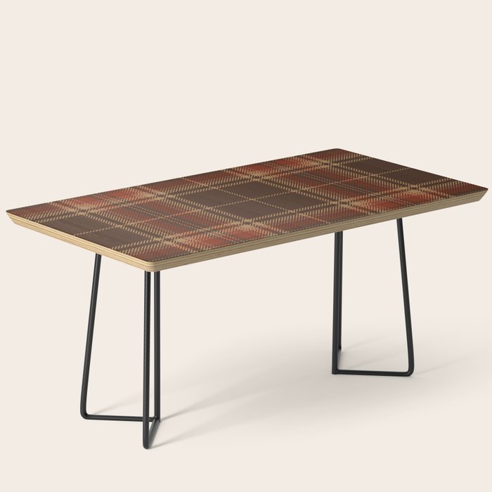 Vintage Brown Tartan Plaid Scottish Pattern Coffee Table Gallery Image 1